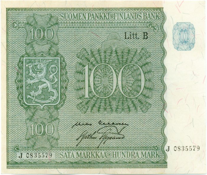 100 Markkaa 1945 Litt.B J0835579